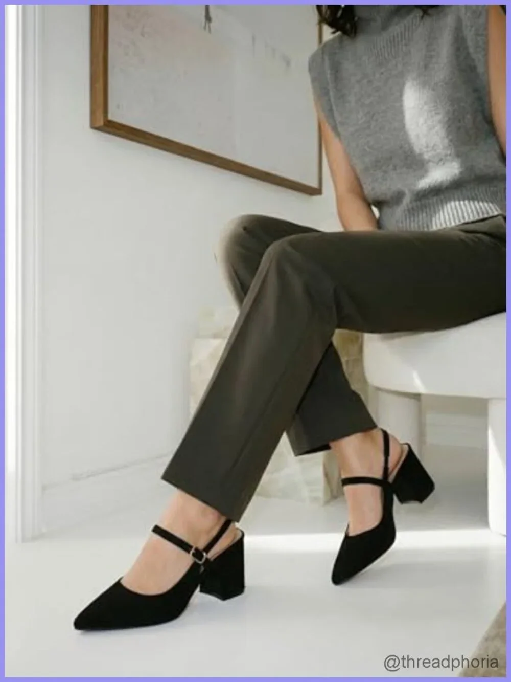 Pointed Toe Chunky Heel Pumps with Ankle Strap for Wedding Party